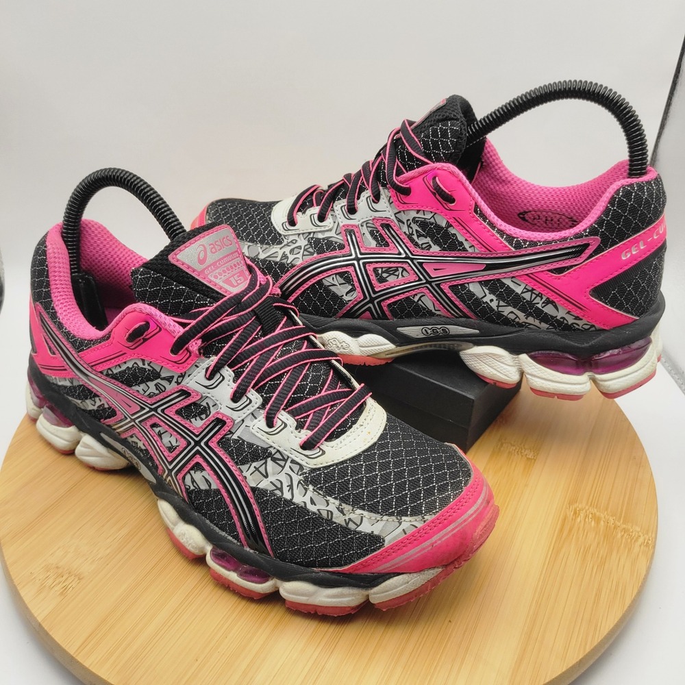 ASICS Gel-Cumulus 15 Womens Running Shoes Black Pink Silver T3D5N Size 7.5 - Picture 3 of 8